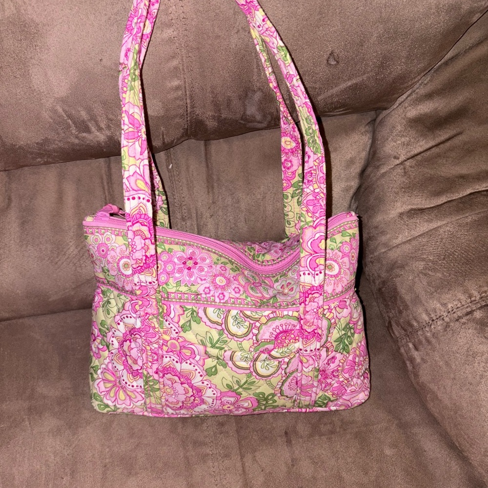 Vera Bradley Pink and Green Floral Shoulder Bag